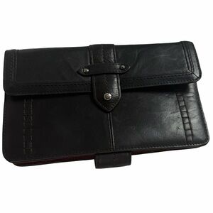Sigrid Olsen 
Black Leather Wallet
Opens from both sides
Burgundy Suede inside